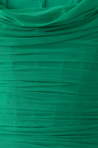 فستان قماش شبكي متوسط الطول بنمط مشد مزين بكشكش